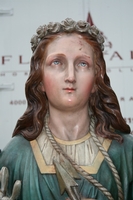 St Philomena Statue en Terra - Cotta polychrome, France 19th Century