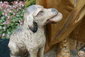 St. Rochus Statue en WOOD, FRANCE 19TH CENTURY