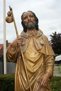 St. Rochus Statue en WOOD, FRANCE 19TH CENTURY