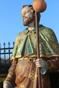 St. Rochus Statue en plaster polychrome, France 19th century