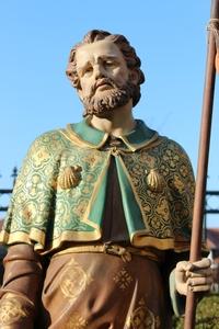 St. Rochus Statue en plaster polychrome, France 19th century