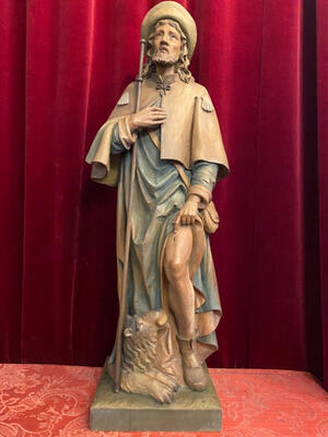 St. Rochus Statue en Carved Wood , Southern Germany 20 th century ( Anno 1925 )