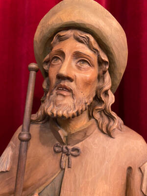 St. Rochus Statue en Carved Wood , Southern Germany 20 th century ( Anno 1925 )