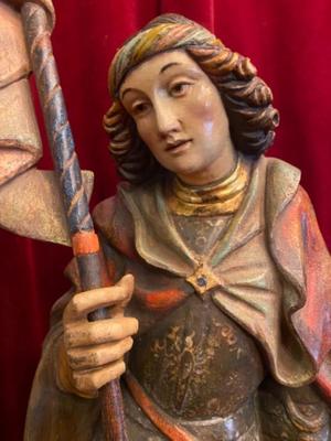 St. Sebastian Statue en hand-carved wood polychrome, Southern Germany 20th Century