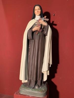 St. Theresia Statue en Plaster polychrome, Belgium 19th century