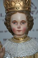 Statue Infant / Jesus Of Praque en Plaster polychrome, Belgium 19th century ( anno 1875 )