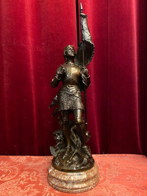 Statue Jeanne D'Arc Louis Gossin : 1846 - 1928. en Bronze / Marble, Paris France 19 th century