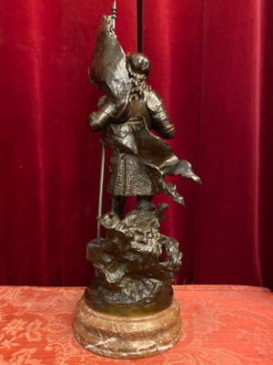 Statue Jeanne D'Arc Louis Gossin : 1846 - 1928. en Bronze / Marble, Paris France 19 th century