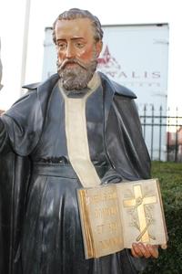 Statue Of The Bienheureux / Blessed Pierre Fourier / 1565 - 1640 en Terra-Cotta polychrome, France 19th century