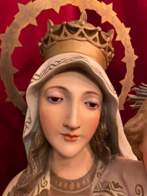 Statue Our Lady Of Carmel Glass Eyes en Plaster / Glass Eyes, Spain 19 th century ( Anno 1890 )