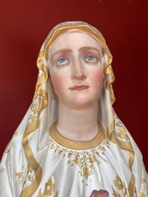 Statue Our Lady Of Lourdes  en Terra-Cotta polychrome, France 19th century ( anno 1870 )