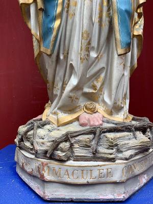 Statue Our Lady Of Lourdes  en Terra-Cotta polychrome, France 19th century ( anno 1870 )