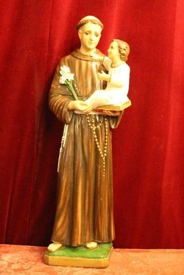 Statue St. Anthony &  Child en Terra-Cotta polychrome, Belgium 19th century