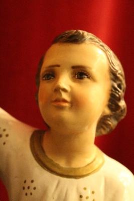 Statue St. Anthony &  Child en Terra-Cotta polychrome, Belgium 19th century