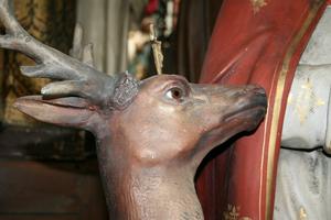 Statue St. Hubertus en PLASTER POLYCHROME, Belgium 19th century