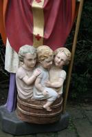 Statue St.Nicholas en Plaster Polycrome, Belgium 19th century