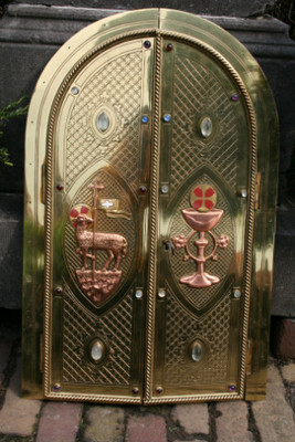 Tabernacle Doors en BRASS , Belgium 19th century