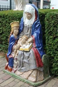 The Virgin & Child With St. Anne Totally Hand-Made Terra-Cotta At The Request Of Dericks & Geldens –Brickyards , Druten – Holland , Anno About 1955. en Terra-Cotta polychrome, Dutch 20th century