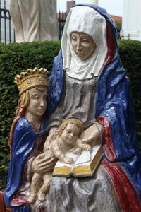 The Virgin & Child With St. Anne Totally Hand-Made Terra-Cotta At The Request Of Dericks & Geldens –Brickyards , Druten – Holland , Anno About 1955. en Terra-Cotta polychrome, Dutch 20th century