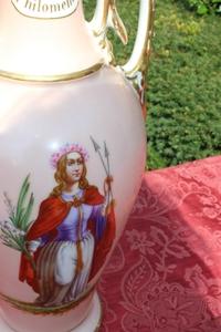 Very Rare Altar - Vase Imagination Of St. Philomena  en hand - painted Porcelain, Belgium 19th century