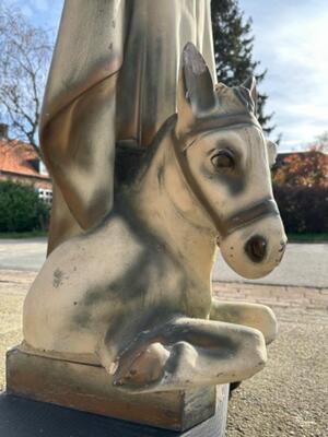 Very Rare Imagination:  Statue St. Georgius Of Lydda en Plaster, Belgium  19 th century