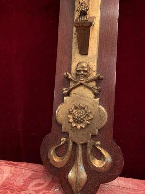 Wall - Cross With Corpus  en Wood / Bronze , Belgium 19th century ( anno 1890 )