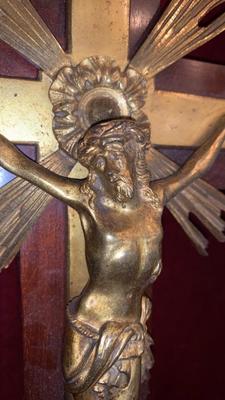 Wall - Cross With Corpus  en Wood / Bronze , Belgium 19th century ( anno 1890 )