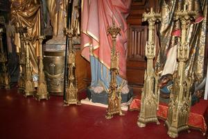 Candle Sticks  style gothic en Brass / Bronze, FRANCE 19 th century