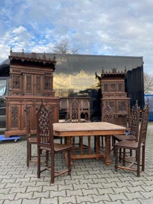 Complete Set Furniture style Gothic - style en Wood , France 19 th century