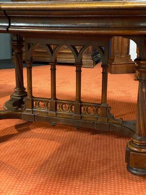 Dining Room  style Gothic - Style en Walnut wood / Glass / Leather, France 19 th century