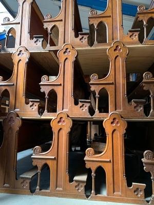 Pews From St. Victor Church Afferden ( Gld ) Holland  style Gothic - style en Oak wood, Dutch 19th century