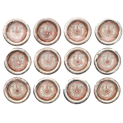 Reliquary - Relics 12 Apostles en Brass / Glass / Wax Seal, Belgium  19 th century