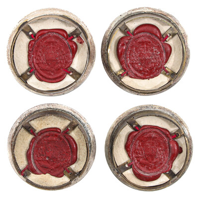 Reliquary - Relics 12 Apostles en Brass / Glass / Wax Seal, Belgium  19 th century