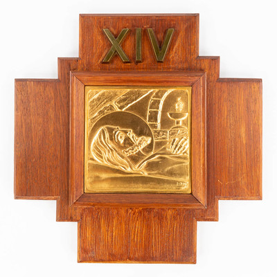 Stations Of The Cross  style art - deco en Wood / Copper, Belgium  20 th century