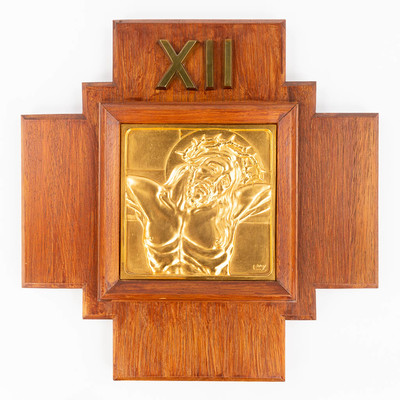 Stations Of The Cross  style art - deco en Wood / Copper, Belgium  20 th century