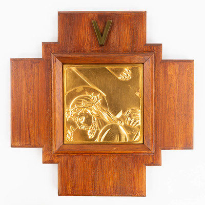 Stations Of The Cross  style art - deco en Wood / Copper, Belgium  20 th century