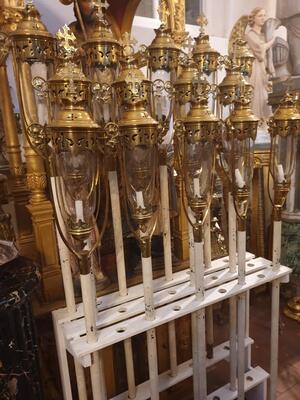 Matching Procession - Lanterns style Gothic - Style en Brass / Bronze / Glass, Belgium  19 th century ( Anno 1885 )