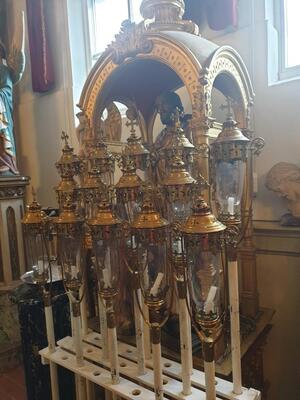 Matching Procession - Lanterns style Gothic - Style en Brass / Bronze / Glass, Belgium  19 th century ( Anno 1885 )