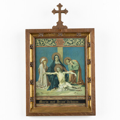 Stations Of The Cross. style Gothic - Style en Printed / Wooden Frames, Belgium  19 th century