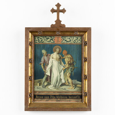 Stations Of The Cross. style Gothic - Style en Printed / Wooden Frames, Belgium  19 th century