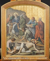 Stations Of The Cross  style Gothic - style en Painted on linen, France 19th century