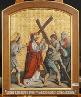 Stations Of The Cross  style Gothic - style en Painted on linen, France 19th century