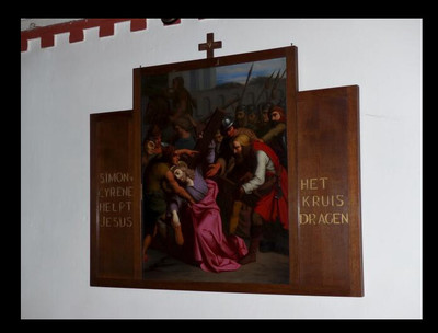 Stations Of The Cross : Source St. Anthony Church Utrecht Netherlands style Gothic - style en Painted on Linen, Dutch 19 th century ( Anno 1870 ) Frames ( 1930 )