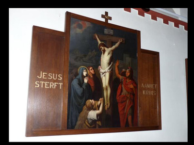 Stations Of The Cross : Source St. Anthony Church Utrecht Netherlands style Gothic - style en Painted on Linen, Dutch 19 th century ( Anno 1870 ) Frames ( 1930 )