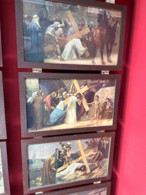 Stations Of The Cross  en Lithographs / Wooden Frames / Glass, Munich Germany 20 th century ( Anno 1924 )