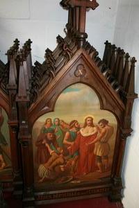 Stations Of The Cross en WOOD PAINTED ON ZINK, France 19th century