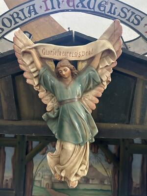 Nativity Set  style Gothic - Style en Plaster polychrome, Belgium  19 th century