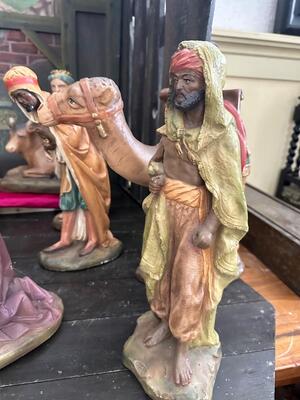 Nativity Set  style Gothic - Style en Plaster polychrome, Belgium  19 th century