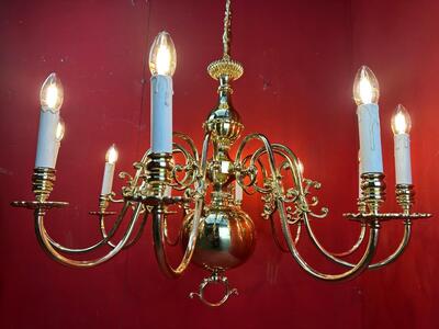Chandeliers en Brass / Bronze / Polished and Varnished, Belgium  20 th century