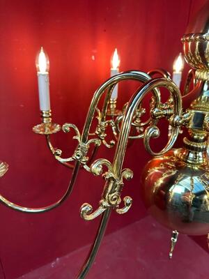 Chandeliers en Brass / Bronze / Polished and Varnished, Belgium  20 th century